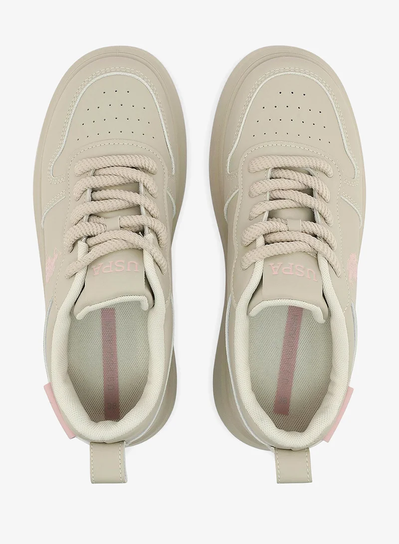 U.S. Polo Assn. beige Women's Biege Low-Top Sneakers - Stylish Design with Cushioned Comfort for Everyday Wear for Women | Best Price UAE