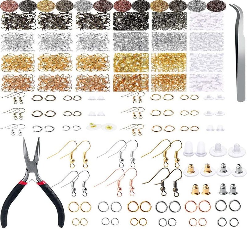 DIY Crafts DIY Crafts 25 Grm, Dull Silver, Earring Hooks Earring Jewelry Making Kit Earring Hooks for with Jump Rings Earring Backs Pliers Tweezers Jump Ring Opener for Jewelry Maki(25 Grm, Dull Silver) - Image 1