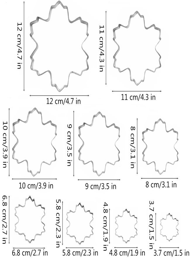 Comais Snowflake Cookie Cutter Set of 9 pcs, Stainless Steel Snowflake Shaped Christmas Cookie Cutters Fondant Baking Molds, From Large Size/4.7 Inches to Small Size/1.5 Inches - Image 4