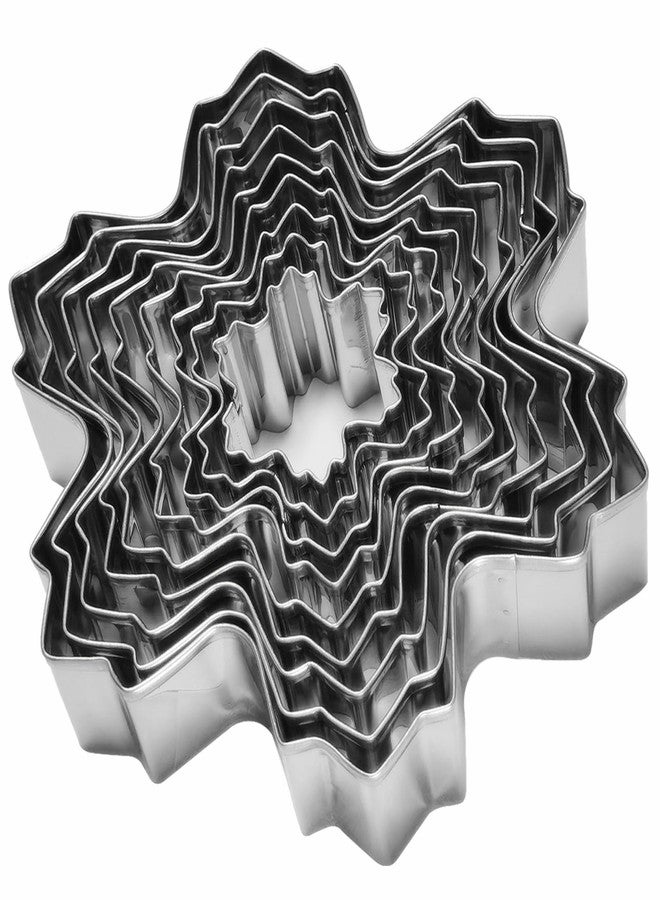 Comais Snowflake Cookie Cutter Set of 9 pcs, Stainless Steel Snowflake Shaped Christmas Cookie Cutters Fondant Baking Molds, From Large Size/4.7 Inches to Small Size/1.5 Inches - Image 2