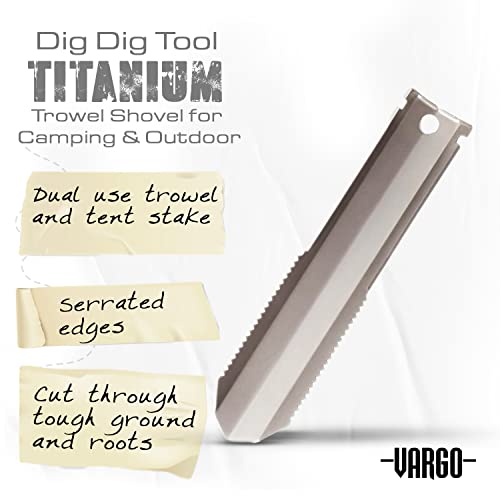 Vargo Titanium Dig Dig Tool | Compact Backpacking Trowel Shovel for Camping & Outdoor Activities | Light Weight Essential Multi Tool Shovel & Tent Stake for Hikers & Outdoor Survivors - Image 2
