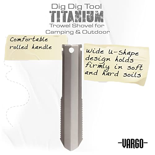 Vargo Titanium Dig Dig Tool | Compact Backpacking Trowel Shovel for Camping & Outdoor Activities | Light Weight Essential Multi Tool Shovel & Tent Stake for Hikers & Outdoor Survivors - Image 5