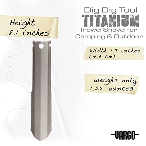 Vargo Titanium Dig Dig Tool | Compact Backpacking Trowel Shovel for Camping & Outdoor Activities | Light Weight Essential Multi Tool Shovel & Tent Stake for Hikers & Outdoor Survivors - Image 3