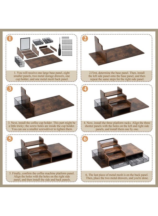 Potchen Wood Coffee Station Organizer Coffee Bar Organizer with 3 Tier Sliding Pods Storage Drawer Compatible with K Cup Storage Holder for Countertop Bar Accessories - Image 3