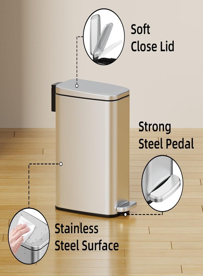 KSSKSS Small Bathroom Trash Can with Lid Soft Close, Step Pedal, 6L / 1.6 Gal Stainless Steel Garbage Bin with Removable Inner Bucket, Slim Wastebasket for Narrow Spaces (Silver) - Image 4