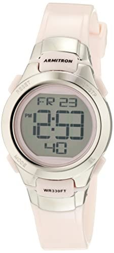 Armitron Sport Womens Digital Chronograph Resin Strap Watch 457012Pearlescent PinkSilver - Image 1