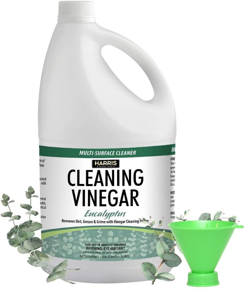 HARRIS Cleaning Vinegar All Purpose Household Surface Cleaner, 128oz (Eucalyptus) with Easy Pour Funnel Included - Image 1