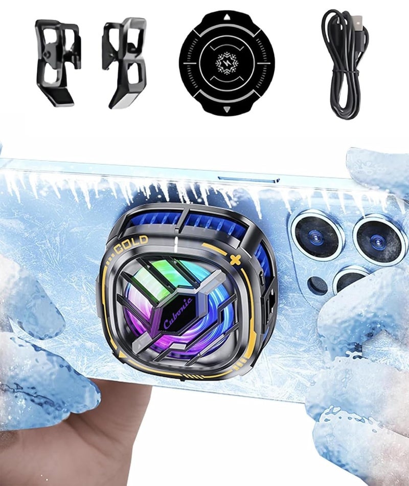 Cubonic Wired Magnetic Instant Mobile Cooler, Cooling Pad, Gaming Fan for Superfast Cooling, Enhanced Refrigeration Chip, Compatible with iPhones and Android Devices (Gold Series) - Image 2