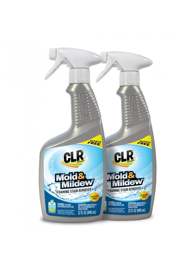 CLR CLR Mold & Mildew Clear, Bleach-Free Stain Remover Spray | Works on Fabric, Wood, Fiberglass, Concrete, Brick, Painted Walls, Glass, and More | EPA Safer Choice (2 Pack, 32 Ounce)  - Image 1
