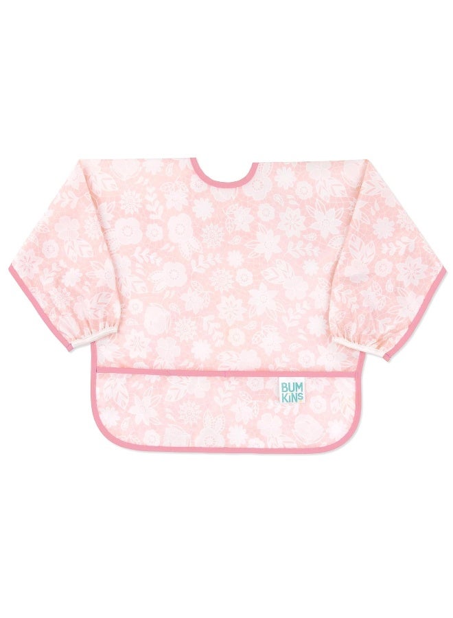 Bumkins Sleeved Bib for Girl or Boy, Baby and Toddler for 6-24 Mos, Essential Must Have for Eating, Feeding, Baby Led Weaning Supplies, Long Sleeve Mess Saving Food Catcher, Soft Fabric, Lace Pink - Image 1