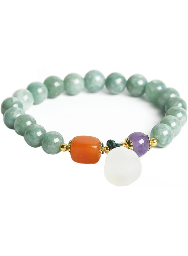 الطبيعية الخضراء الكوارتز شقرا الخرز الإجهاد الإغاثة اليشم شفاء الأحجار النساء الذهب كريستال مجوهرات هدايا لسوار، 5.5 "- 6.5"، اليشم، اليشم - Image 2