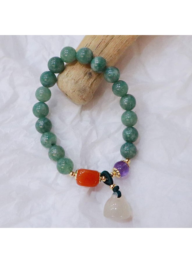 الطبيعية الخضراء الكوارتز شقرا الخرز الإجهاد الإغاثة اليشم شفاء الأحجار النساء الذهب كريستال مجوهرات هدايا لسوار، 5.5 "- 6.5"، اليشم، اليشم - Image 4