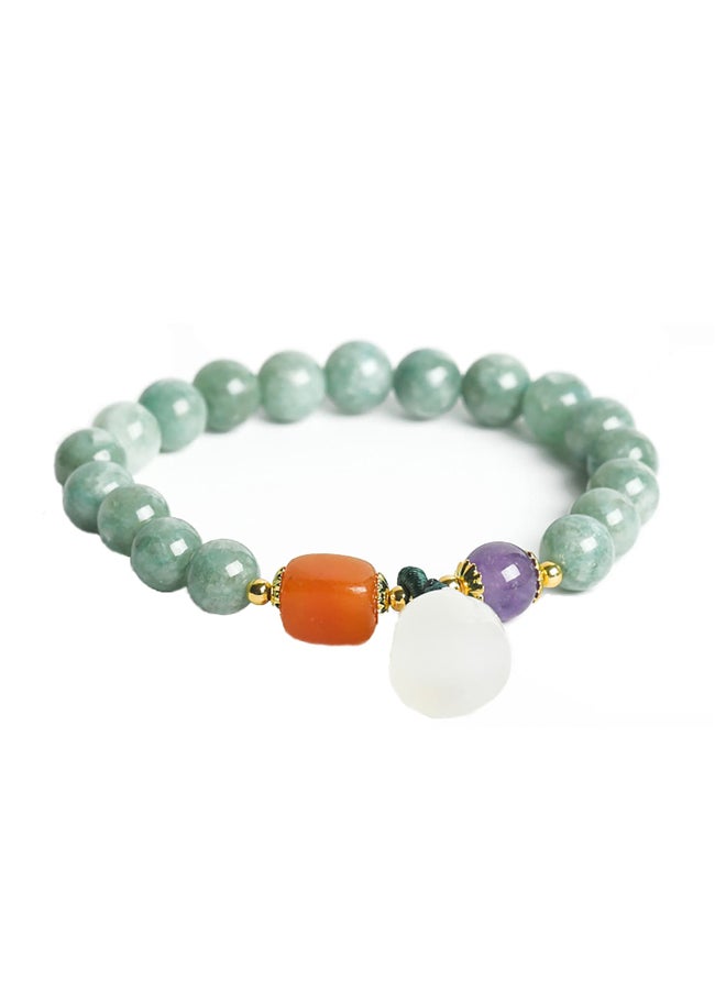 الطبيعية الخضراء الكوارتز شقرا الخرز الإجهاد الإغاثة اليشم شفاء الأحجار النساء الذهب كريستال مجوهرات هدايا لسوار، 5.5 "- 6.5"، اليشم، اليشم - Image 1