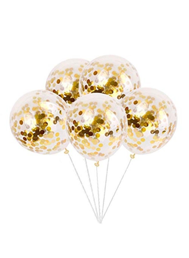 Tellpet Light Blue HAPPY BIRTHDAY Banner with 5 pcs Gold Confetti Balloons - Image 1