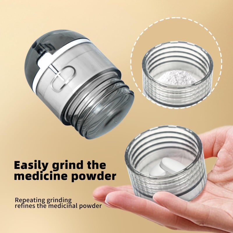 Gusil 4-in-1 Pill Crusher and Pill Cutter,Pill Crusher Fine Powder,Pill Cutter for Small or Large Pills,Vitamins, Tablets, Stainless Steel Blade, Removable Drinking Cup - Image 3