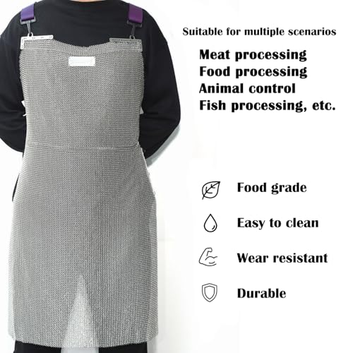 AWIORETON Chainmail Apron for Butcher, Cut Resistant Apron for Meat Cutting, Food Grade Stainless Steel Metal Mesh with Adjustable Strap (Medium) - Image 5