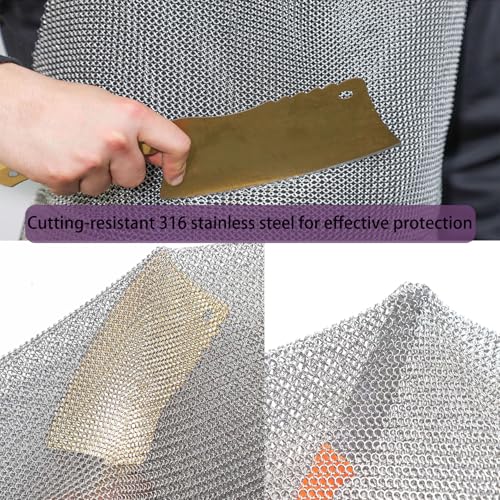AWIORETON Chainmail Apron for Butcher, Cut Resistant Apron for Meat Cutting, Food Grade Stainless Steel Metal Mesh with Adjustable Strap (Medium) - Image 3
