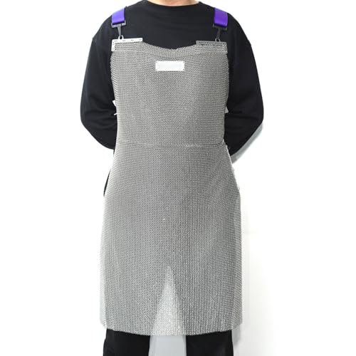 AWIORETON Chainmail Apron for Butcher, Cut Resistant Apron for Meat Cutting, Food Grade Stainless Steel Metal Mesh with Adjustable Strap (Medium) - Image 1