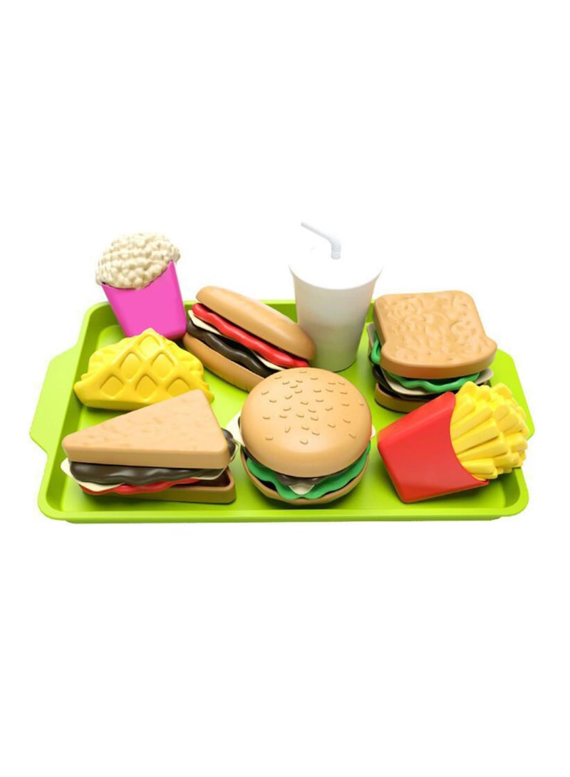 YelaJoy Pretend Play Food Sets 9pcs, Simulation Food Play Kitchen Accessories Toy, Hamburger & Sandwich Toys for Boys Girls - Image 1