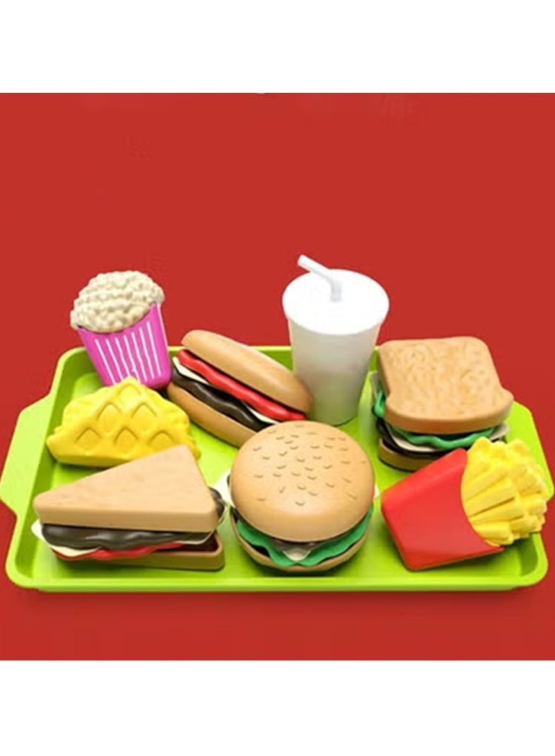 YelaJoy Pretend Play Food Sets 9pcs, Simulation Food Play Kitchen Accessories Toy, Hamburger & Sandwich Toys for Boys Girls - Image 4
