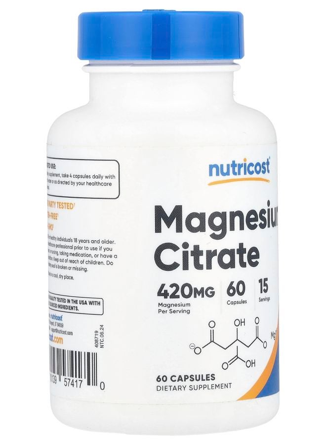 Nutricost Magnesium Citrate 60 Capsules (105 mg per Capsule) - Image 2