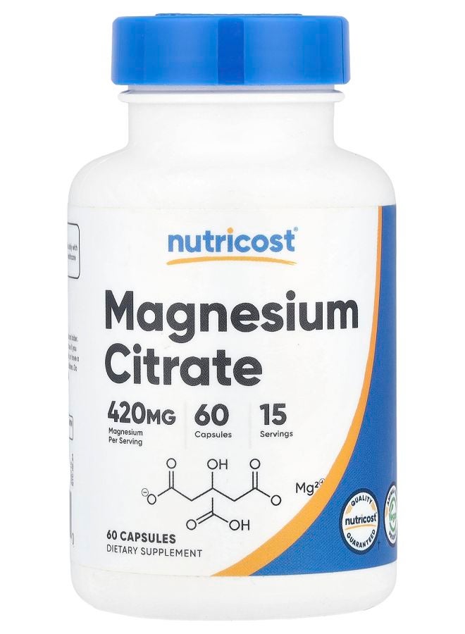 Nutricost Magnesium Citrate 60 Capsules (105 mg per Capsule) - Image 1