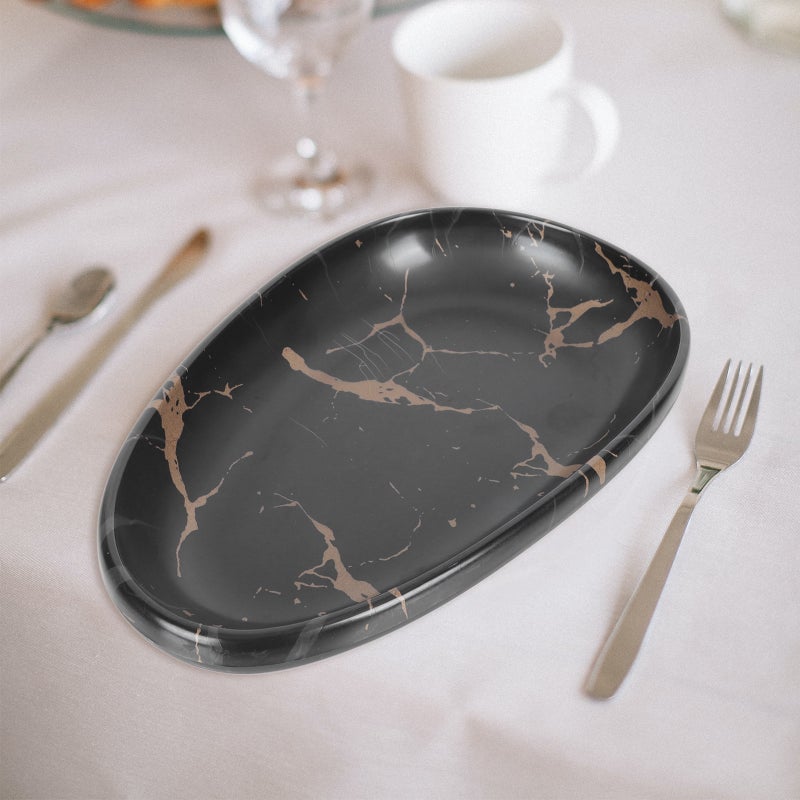 1Pc Imitation Porcelain Marble Steak Plate Practical Western Tableware - Image 1