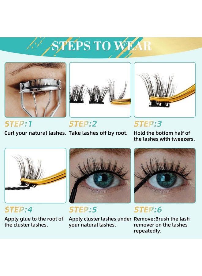 Lash Clusters 10 Pairs Eyelash Clusters Wispy Amzgirl Diy Lash That Look Like Extensions 3D False Eyelashes Natural Soft Fluffy Mink Individual Cluster Lashes (Lowkey)