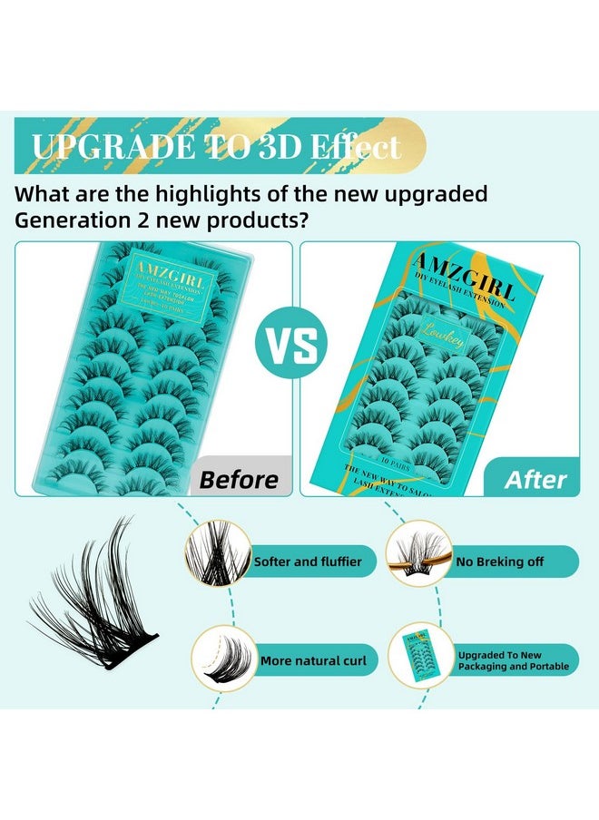 Lash Clusters 10 Pairs Eyelash Clusters Wispy Amzgirl Diy Lash That Look Like Extensions 3D False Eyelashes Natural Soft Fluffy Mink Individual Cluster Lashes (Lowkey)