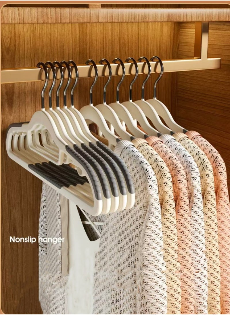 Mmmon - 10Pcs Non Slip Hanger Set,Horizontal Bar Design,Heavy Duty Clothes Hangers With Anti slip Rubber,Space Saving Organizer For Necktie,Shirts,Pants - Image 1