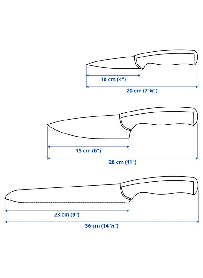 ÄNDLIG 3-piece knife set, light grey/white - Image 5