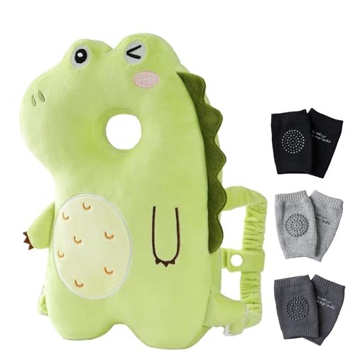 Feidoog Baby Head Protector Cushion Backpack with 3 Knee Pads for Walking & Crawling,Green - Image 1