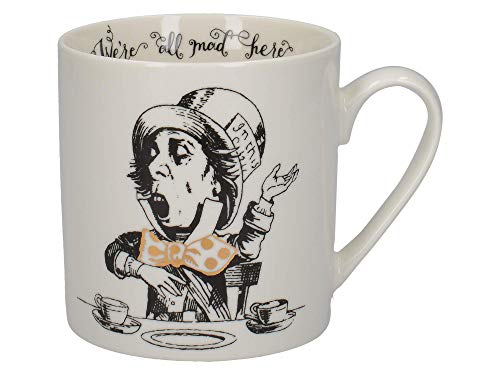 VA Alice in Wonderland Mug in Gift Box Mad Hatter Design Fine China White 350 ml