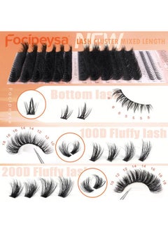 Focipeysa Focipeysa Eyelash Clusters 100D 200D Lashes Extensions with Bottom Lash Volume Lash Clusters 256pcs Individual Eyelash Extensions 12-18mm Mixed Eyelash Extensions DIY D Curl Lash Extension at Home  - Image 3