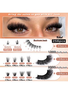 Focipeysa Focipeysa Eyelash Clusters 100D 200D Lashes Extensions with Bottom Lash Volume Lash Clusters 256pcs Individual Eyelash Extensions 12-18mm Mixed Eyelash Extensions DIY D Curl Lash Extension at Home  - Image 5