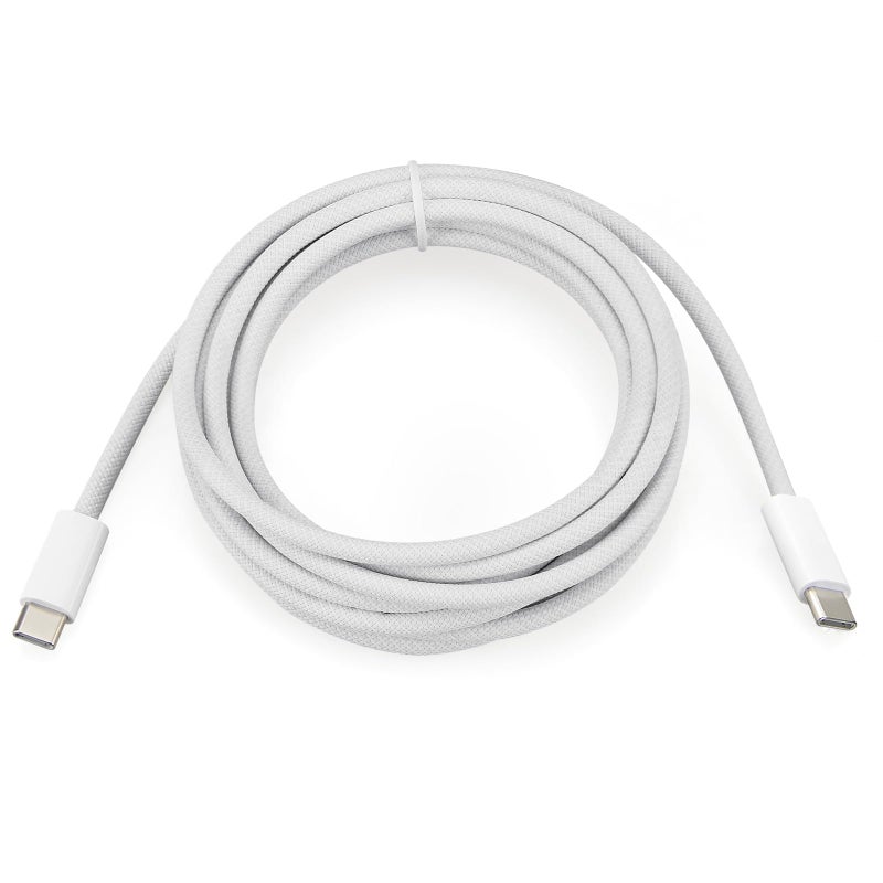Smays 10ft 240W USB-C Charge Cable 3 m - Compatible with Samsung & Motorola, iPhone 15/16, iPad 10, Car Chargers - Thick Braided, Nylon, White - Image 2