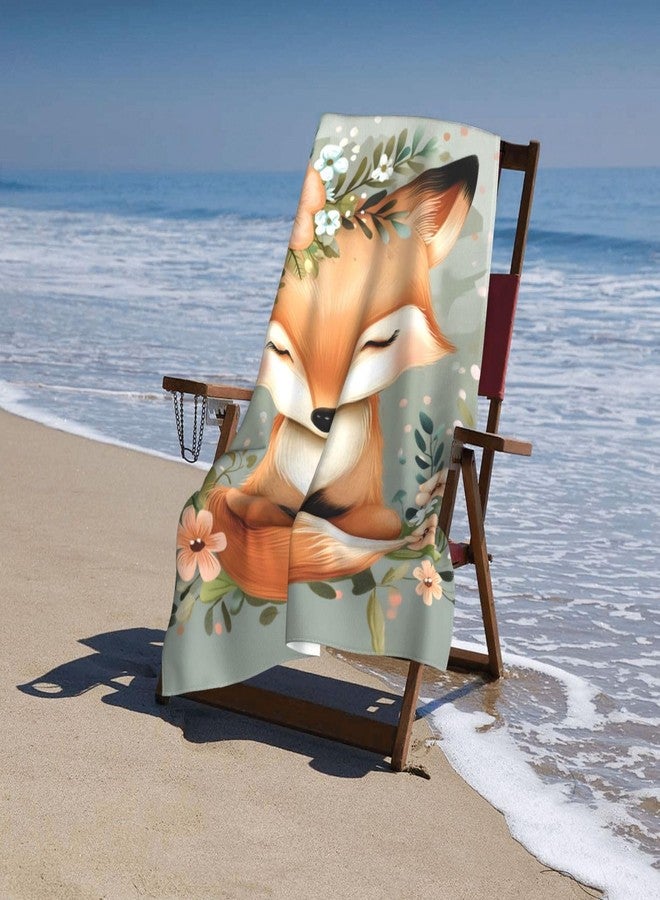 MIEPOS Cute Fox Beach Towel,32x52in,Quick-Dry Sand-Free Animal Bath Towels,Microfiber Lightweight for Travel Pool Yoga Beach Outdoor Activities Decor Accessories Gifts (Floral Fox) - Image 4