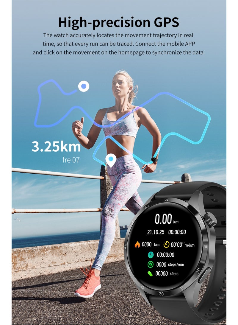 GULFLINK 2024 Round Shape Smart Watch For Men GT4 Pro Blood Oxygen Fitness Tracker Smartwatch- Silver - Image 5