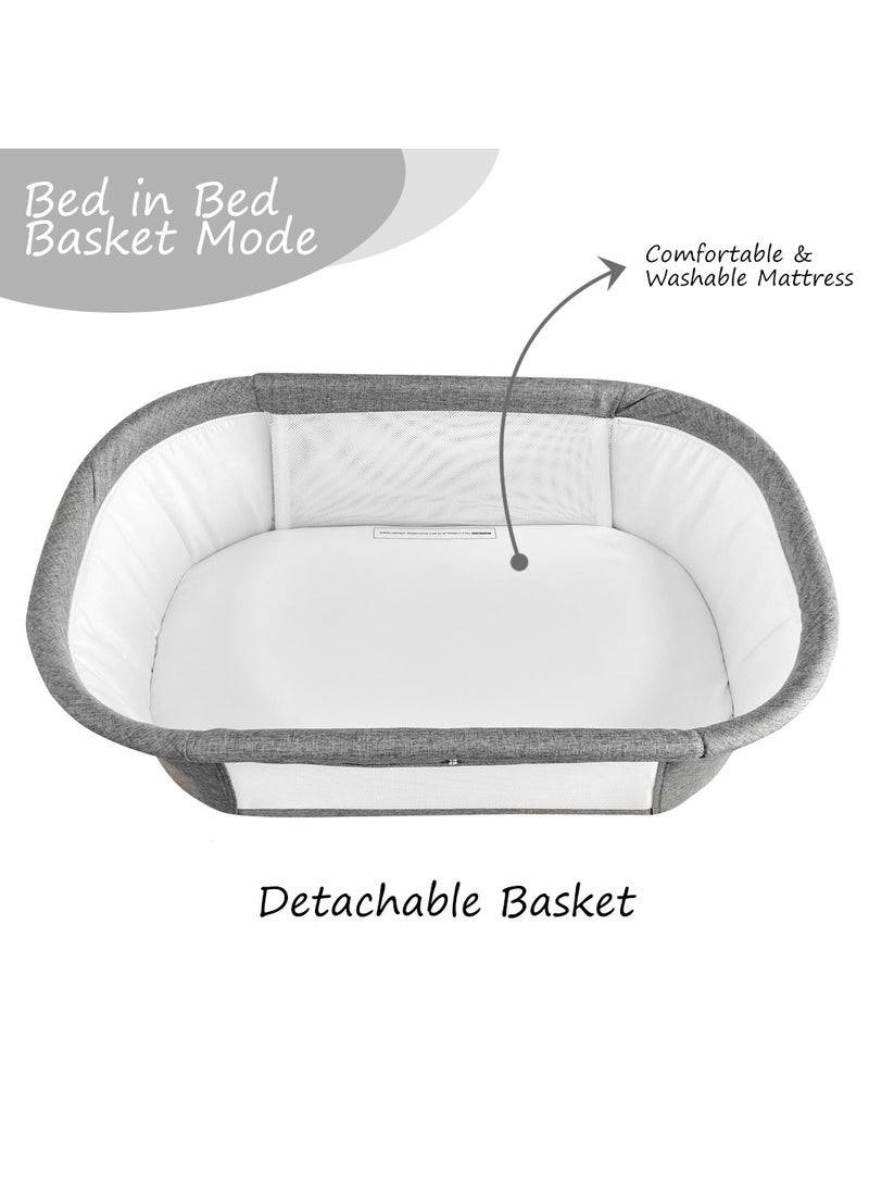 TEKNUM 3 - In - 1 Baby Rocker Bassinet , Infant Crib With Mosquito Net - Grey  - Image 4