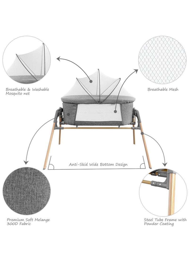 TEKNUM 3 - In - 1 Baby Rocker Bassinet , Infant Crib With Mosquito Net - Grey  - Image 3