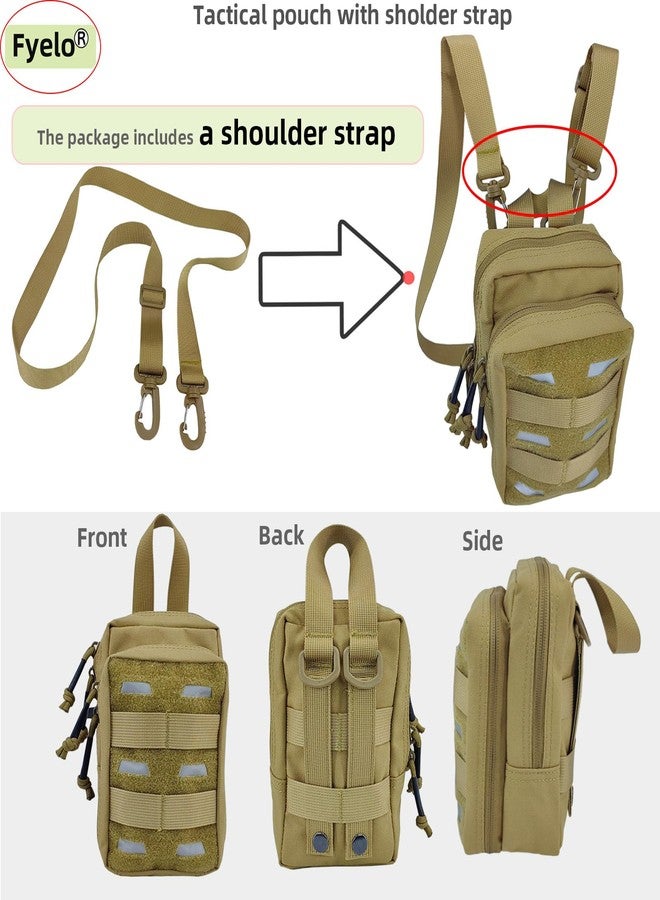 Fyelo Tactical Pouch Water-Resistant Molle Multi Functional EDC Tool Compact Bag with Strap Black/Brown/Green MOLLE Pouches (Brown) - Image 2