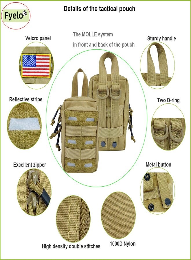 Fyelo Tactical Pouch Water-Resistant Molle Multi Functional EDC Tool Compact Bag with Strap Black/Brown/Green MOLLE Pouches (Brown) - Image 4