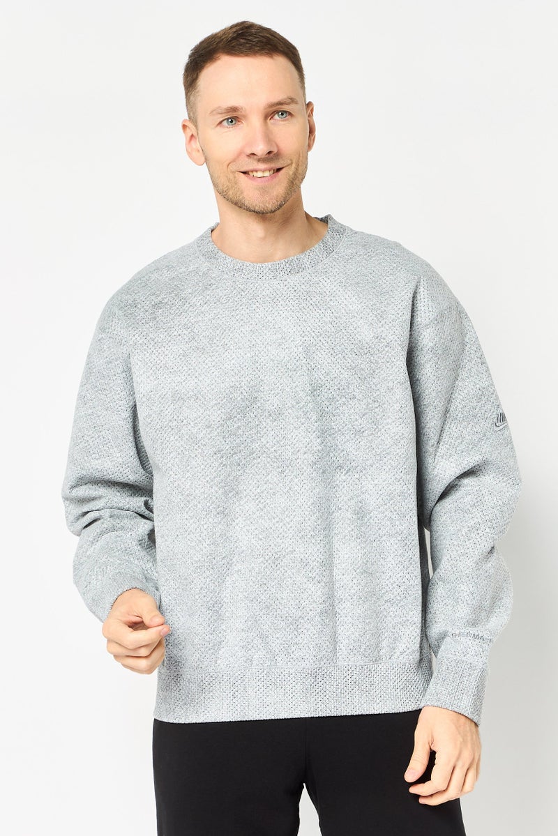 Nike سويت شيرت خارجي طويل الأكمام للرجال بحجم كبير، رمادي - Image 1