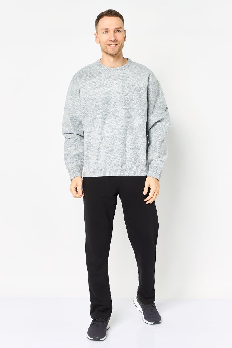 Nike سويت شيرت خارجي طويل الأكمام للرجال بحجم كبير، رمادي - Image 2