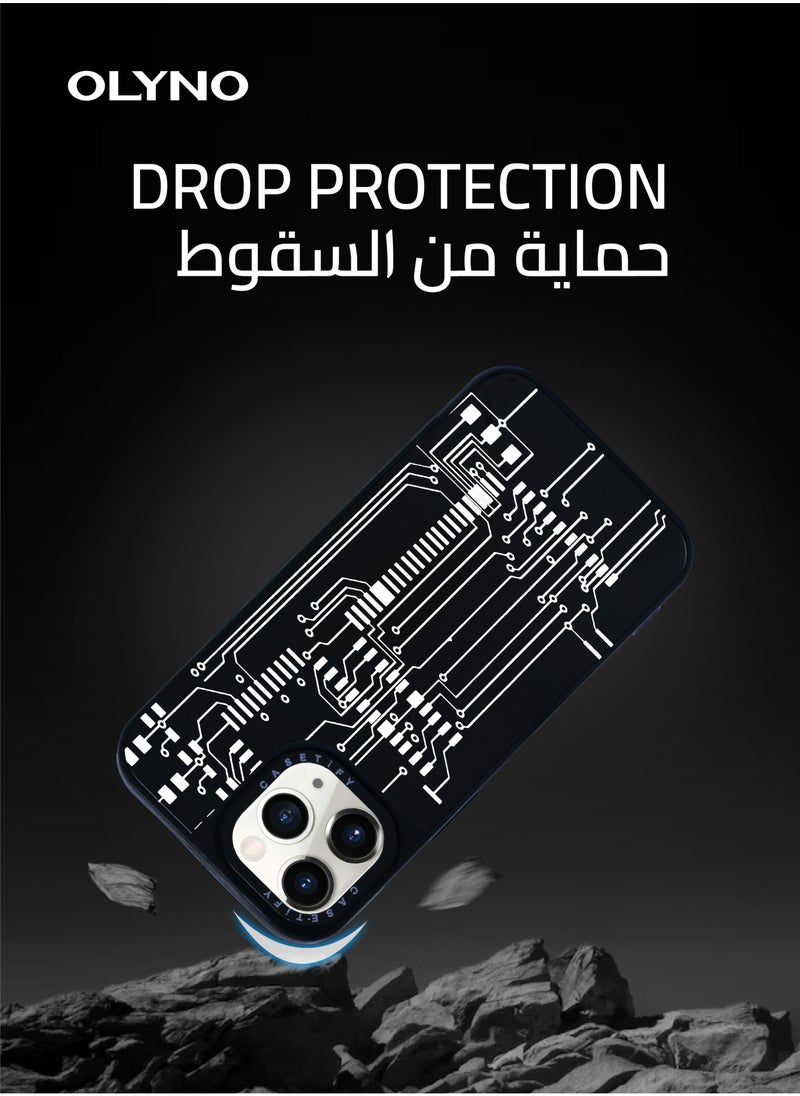 OLYNO - TechVisage Circuit Board Design iPhone 11 Pro Back Case Stylish Durable Modern Protective Cover - Image 1