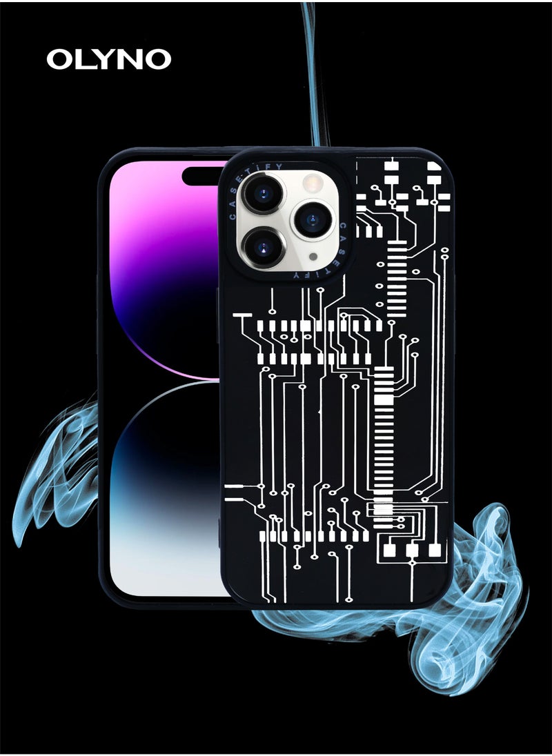 OLYNO - TechVisage Circuit Board Design iPhone 11 Pro Back Case Stylish Durable Modern Protective Cover - Image 1