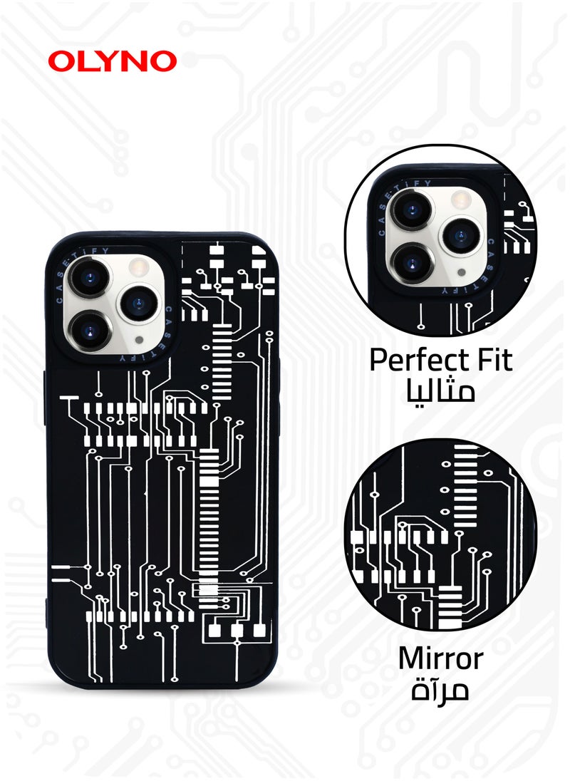 OLYNO - TechVisage Circuit Board Design iPhone 11 Pro Back Case Stylish Durable Modern Protective Cover - Image 1