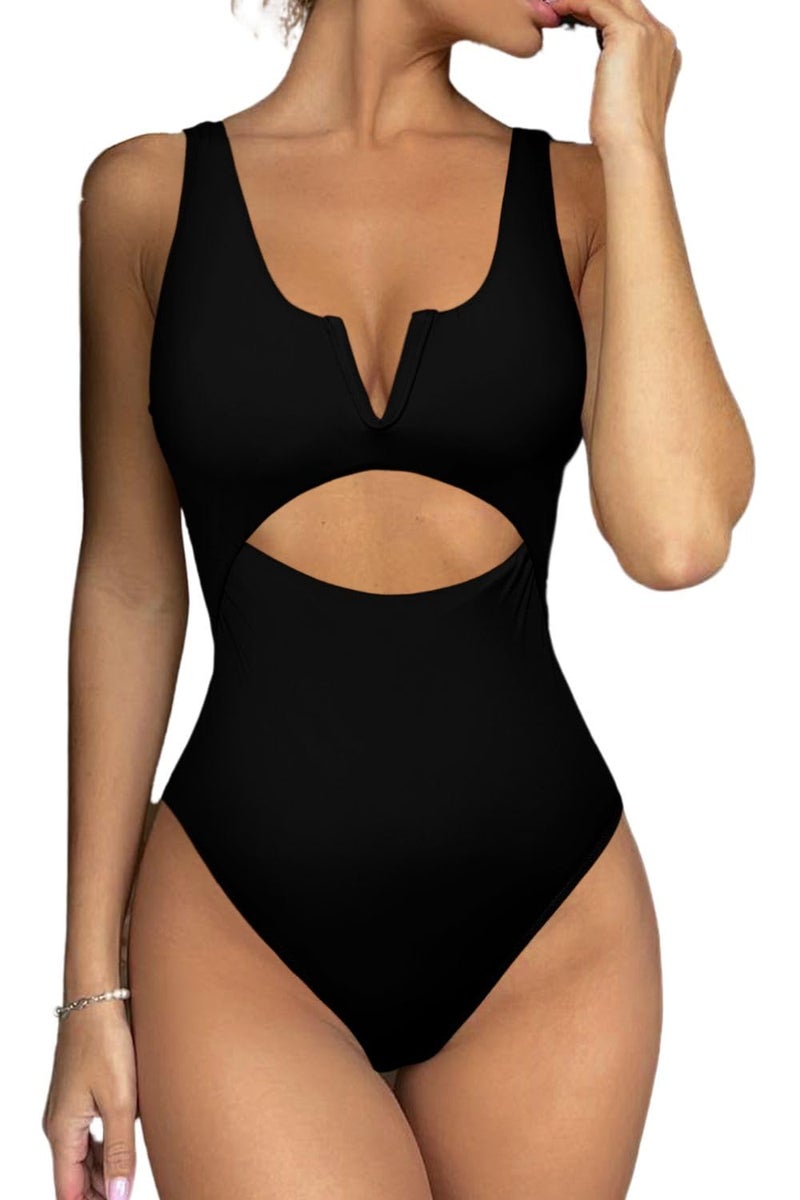 Meyeeka One Piece Swimsuit Women Tummy Control Bathing Suit High Waisted Bathing Suits for Women L Black - Image 1