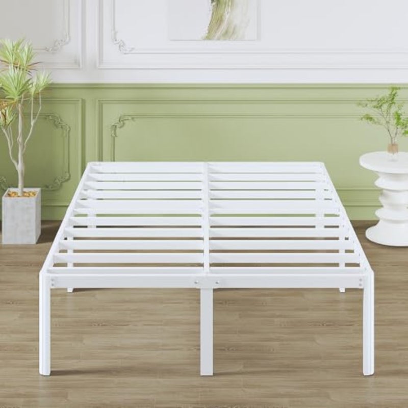 Bed 140 x 200 cm with Slatted Frame, Height 46 cm, Metal Bed 140 x 200 cm with Round Corner Legs, Robust Metal Bed Frame with Lots of Storage Space Under Bed, Noise-Free, Easy - Image 1