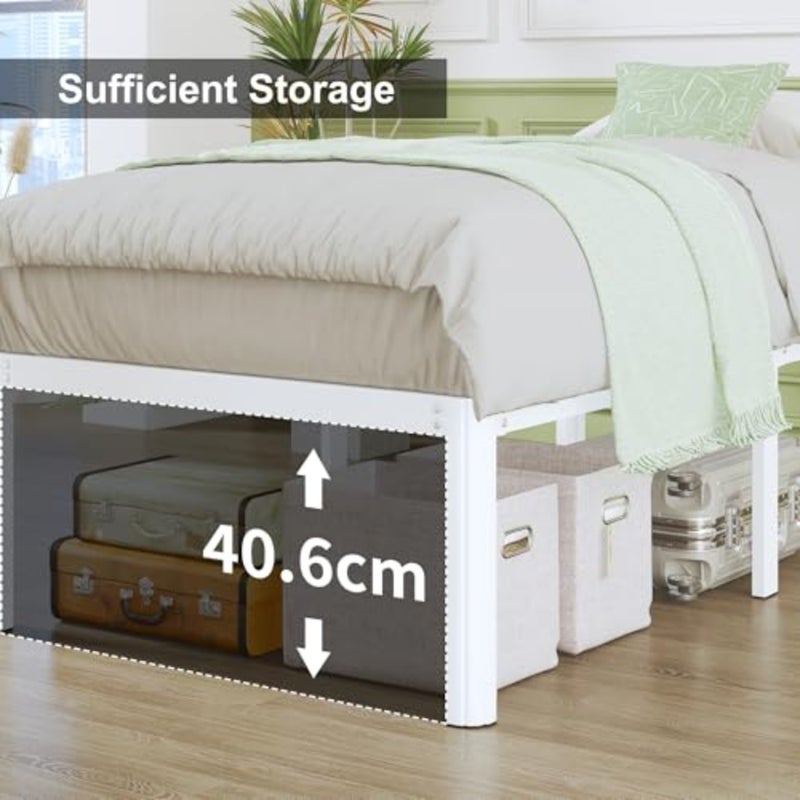 Bed 140 x 200 cm with Slatted Frame, Height 46 cm, Metal Bed 140 x 200 cm with Round Corner Legs, Robust Metal Bed Frame with Lots of Storage Space Under Bed, Noise-Free, Easy - Image 4